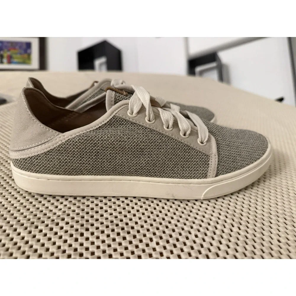 Olukai Sneakers Women 8 38 Pehuea Li Fabric Mesh Convertible Fold Down Heel Grey